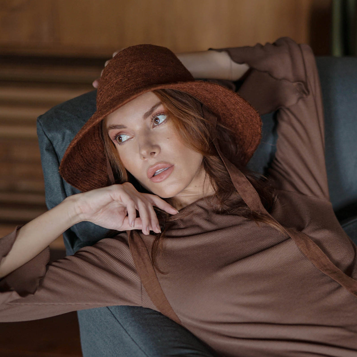 The Meg Jute Straw Hat In Burnt Sienna by BrunnaCo