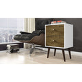 Modern Mid-Century Side Table Nighstand in White and Wood Finish by HomePacific