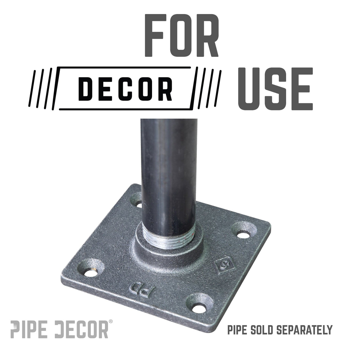 1/2 in. Black Square Mini Flange by PIPE DECOR