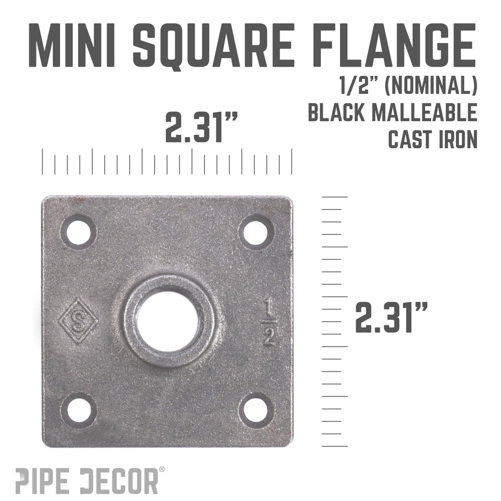 1/2 in. Black Square Mini Flange by PIPE DECOR