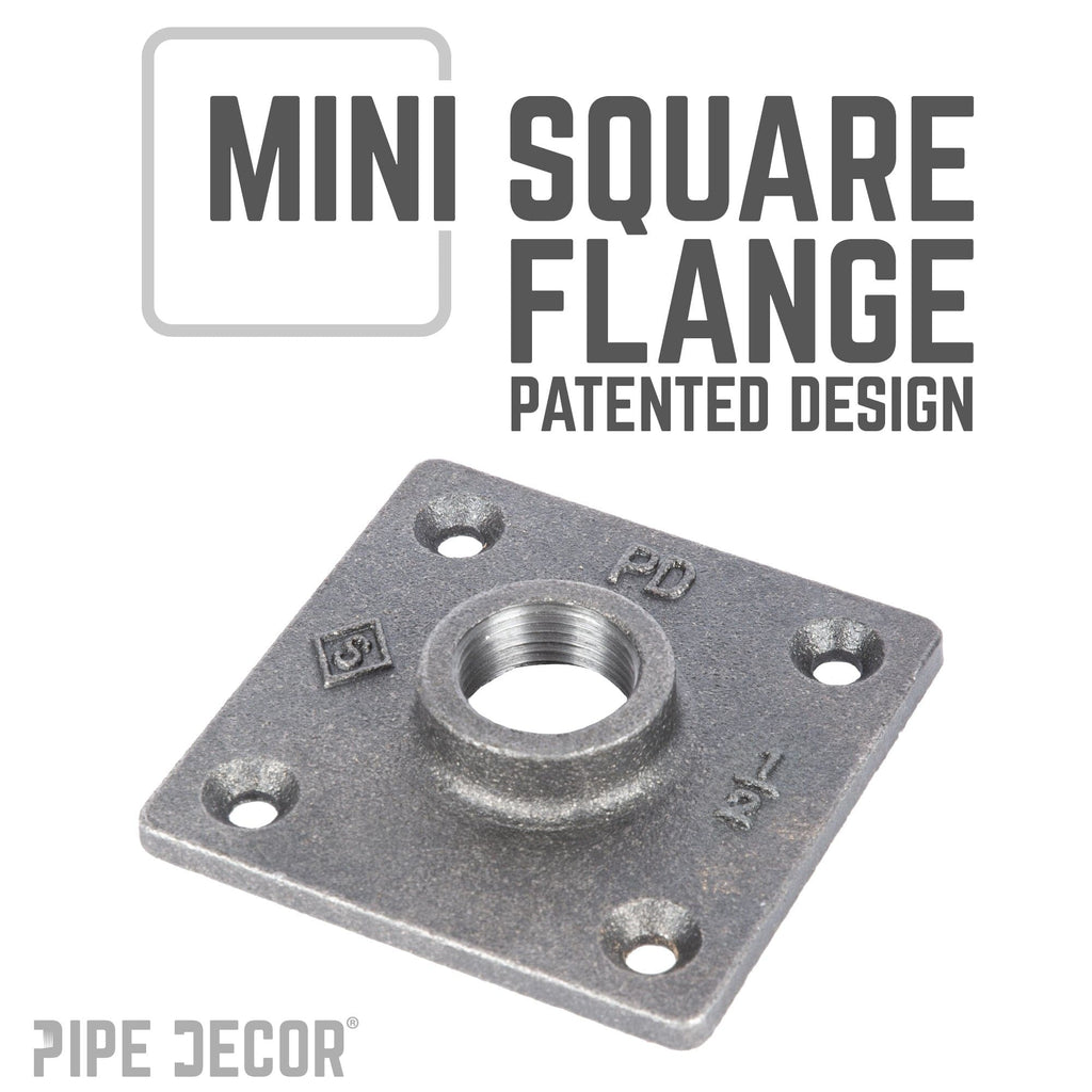 1/2 in. Black Square Mini Flange by PIPE DECOR