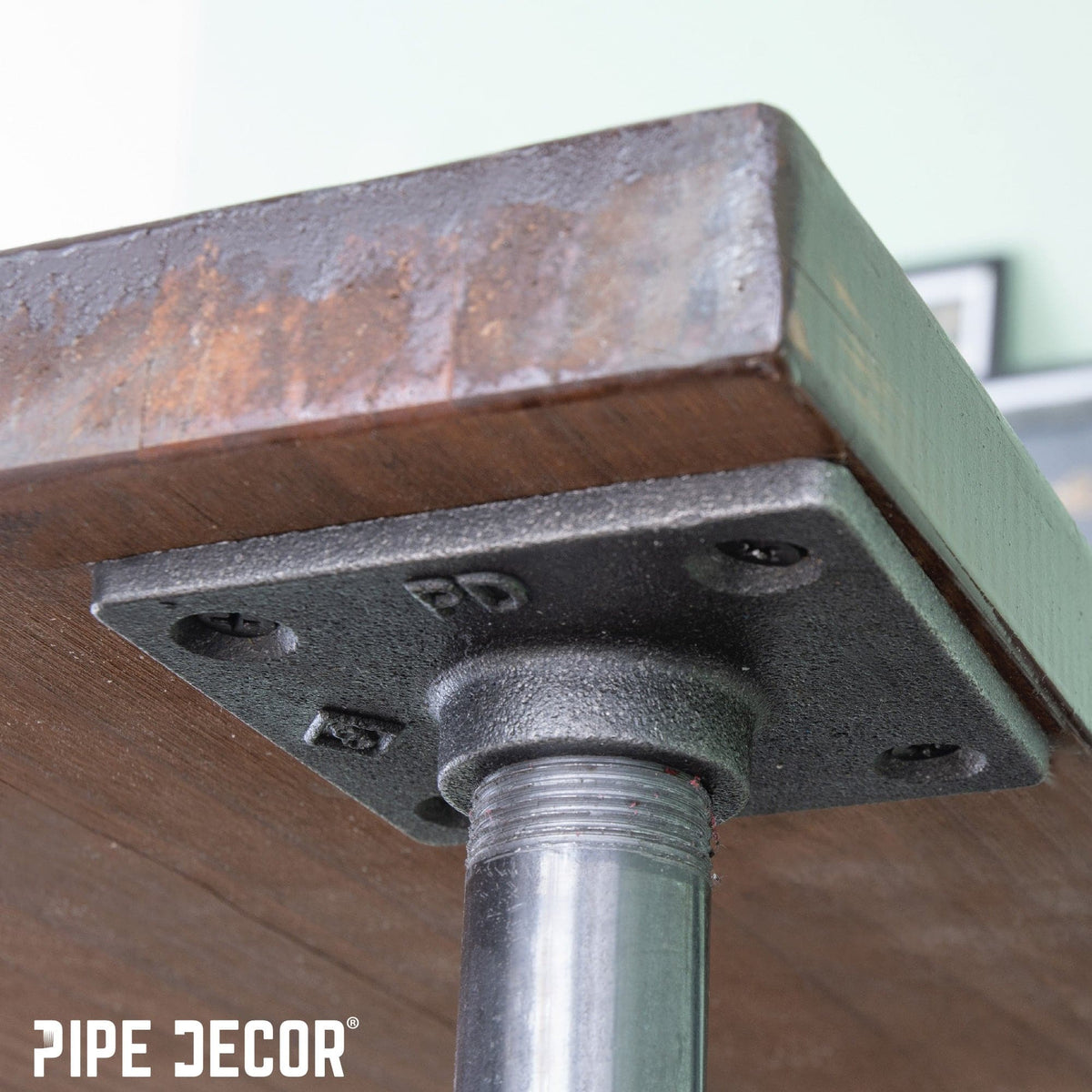 1/2 in. Black Square Mini Flange by PIPE DECOR