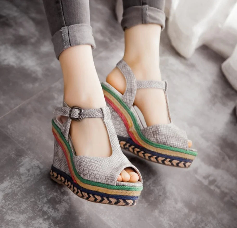 Thick-Soled Women's High Heel Wedge Sandals by Trendy Attic Store01