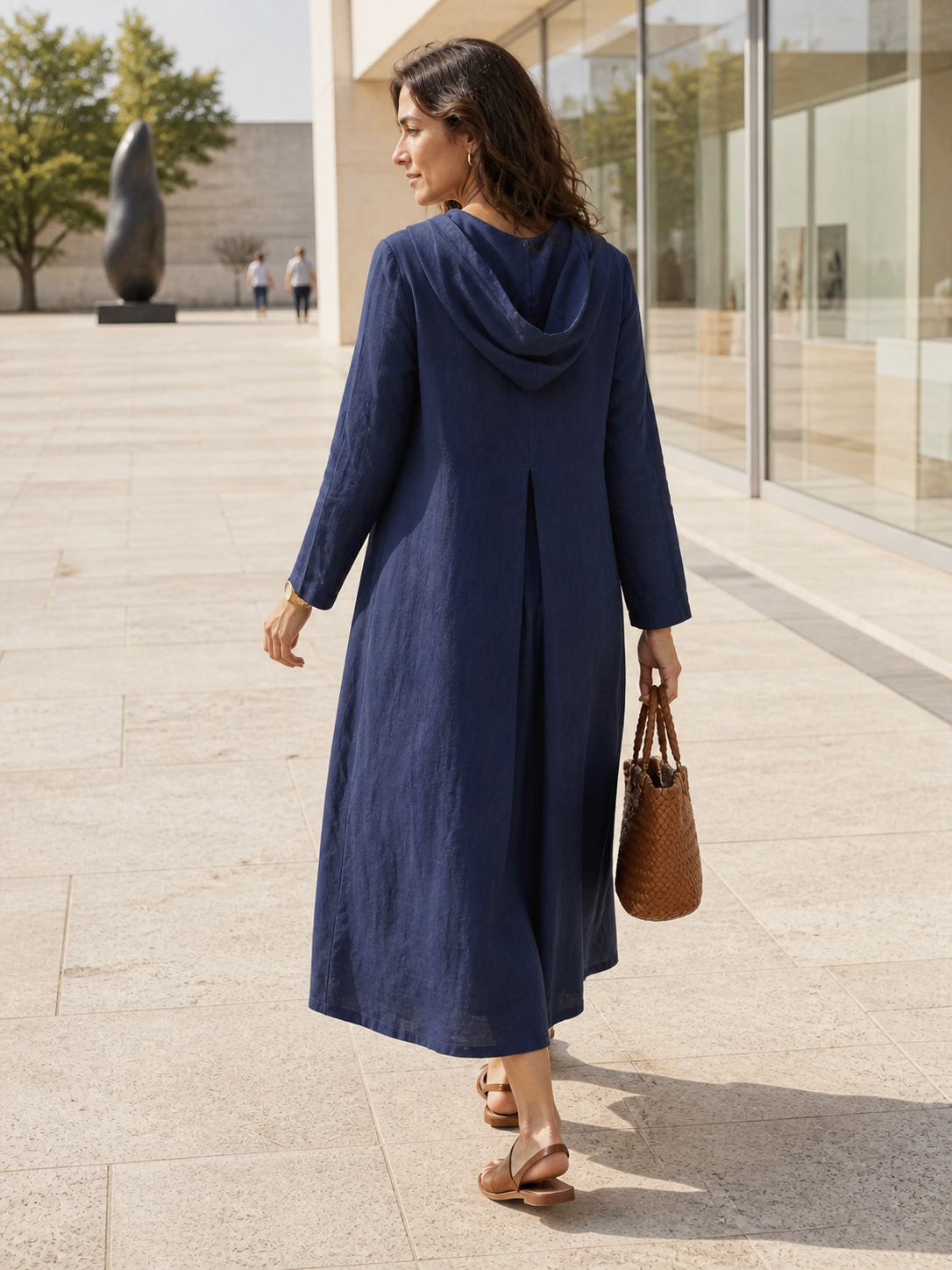 100% Linen Hooded Pullover Maxi Dress REBECCA by LINTICO