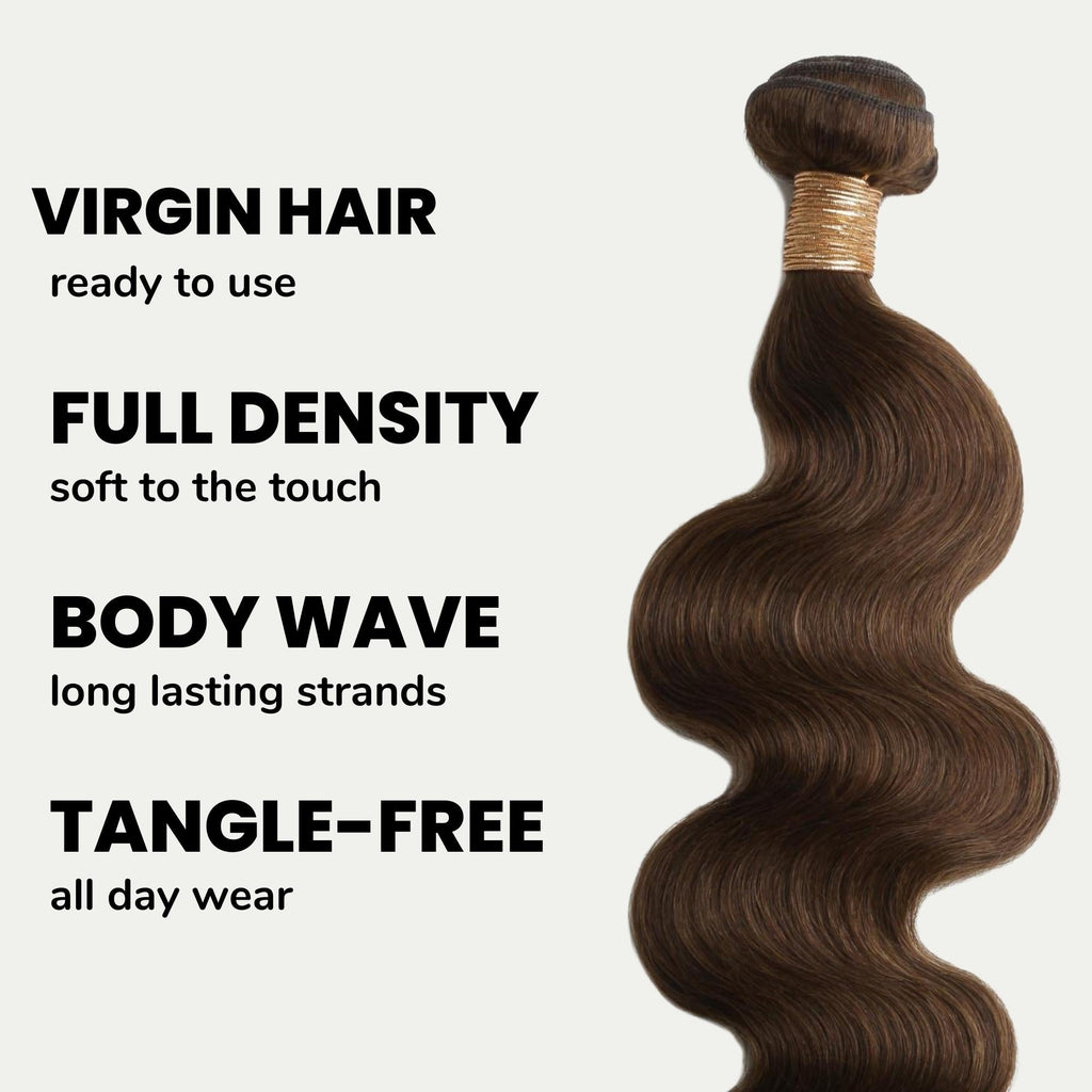 Medium Brown Body Wave 100% Human Hair Bundles by Private Label