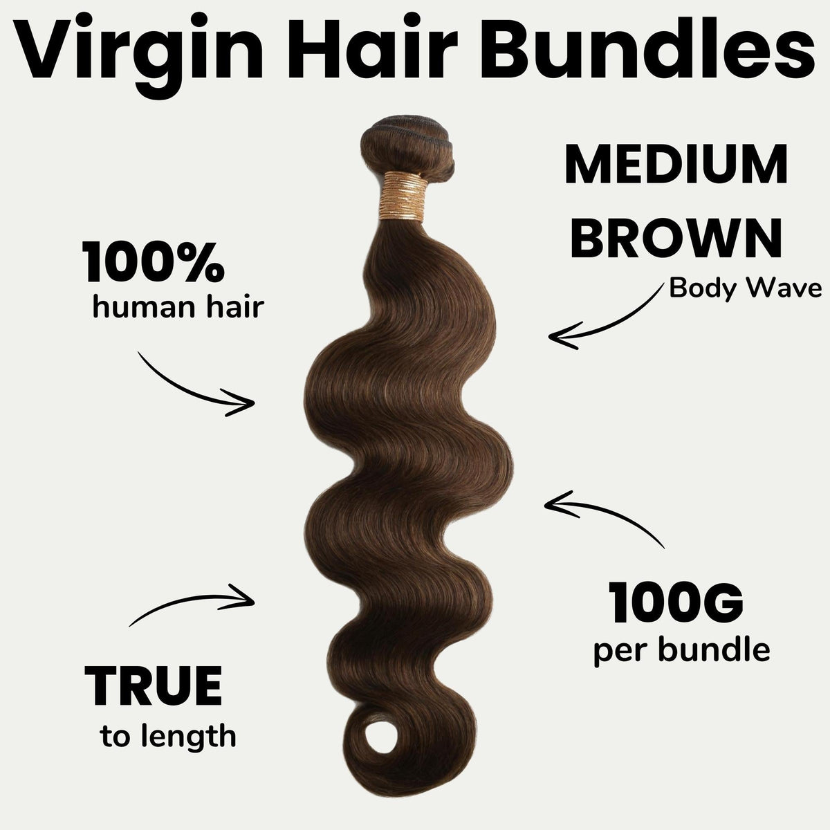 Medium Brown Body Wave 100% Human Hair Bundles by Private Label