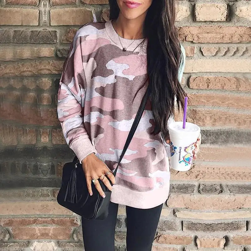 Autumn Winter Print Long Sleeve Round Neck Blouse by Trendy Attic Store01