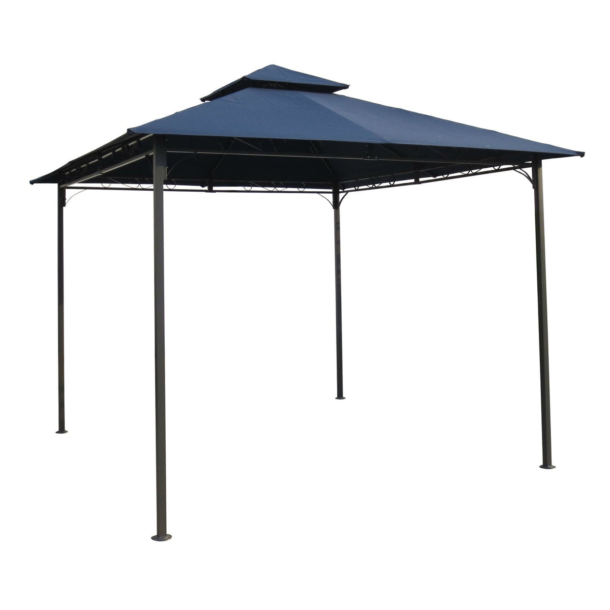 10Ft x 10Ft Outdoor Garden Gazebo with Iron Frame and Navy Blue Canopy by HomePacific
