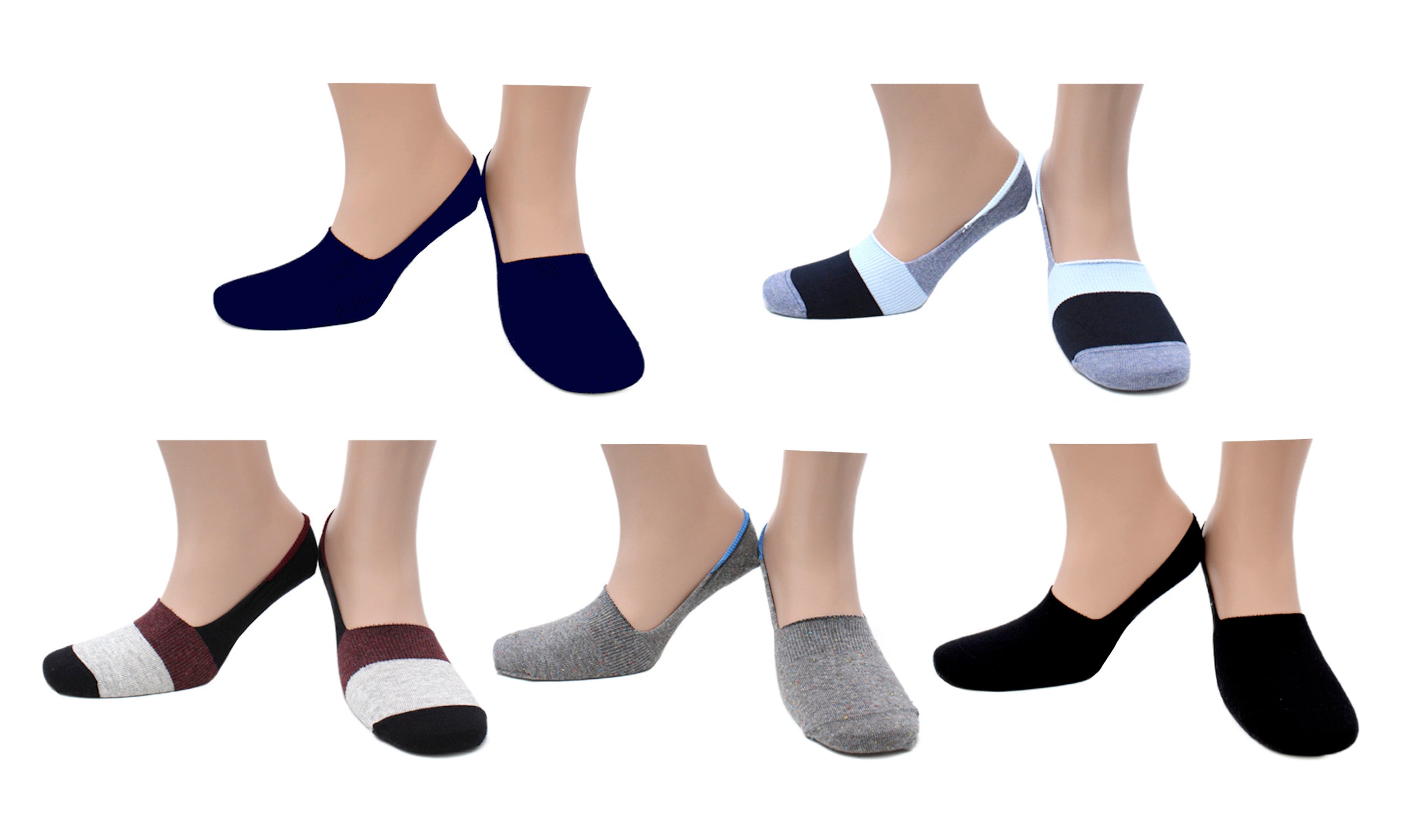 Chaussettes Super Invisibles Sans Couture Coton Écologique - Gris, Bleu, Noir (5 paires) by Kolibri Socks