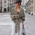 High End French Large Collared Lace up Windbreaker Women Autumn Coat by Wanita Store