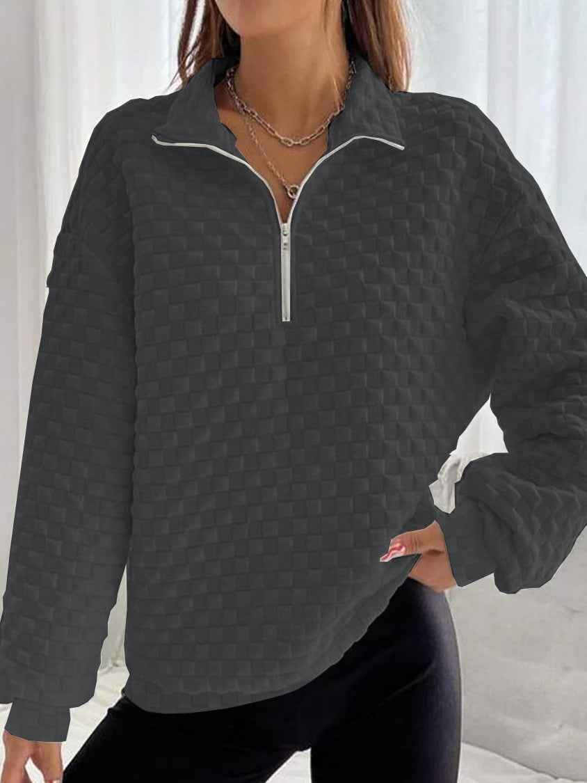 Autumn And Winter Knitting Texture Fabric Sweater Long-sleeve Zipper Women by Wild and Free Boutique