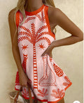 Printed Linen Sleeveless Mini Dress Women by Ragazza