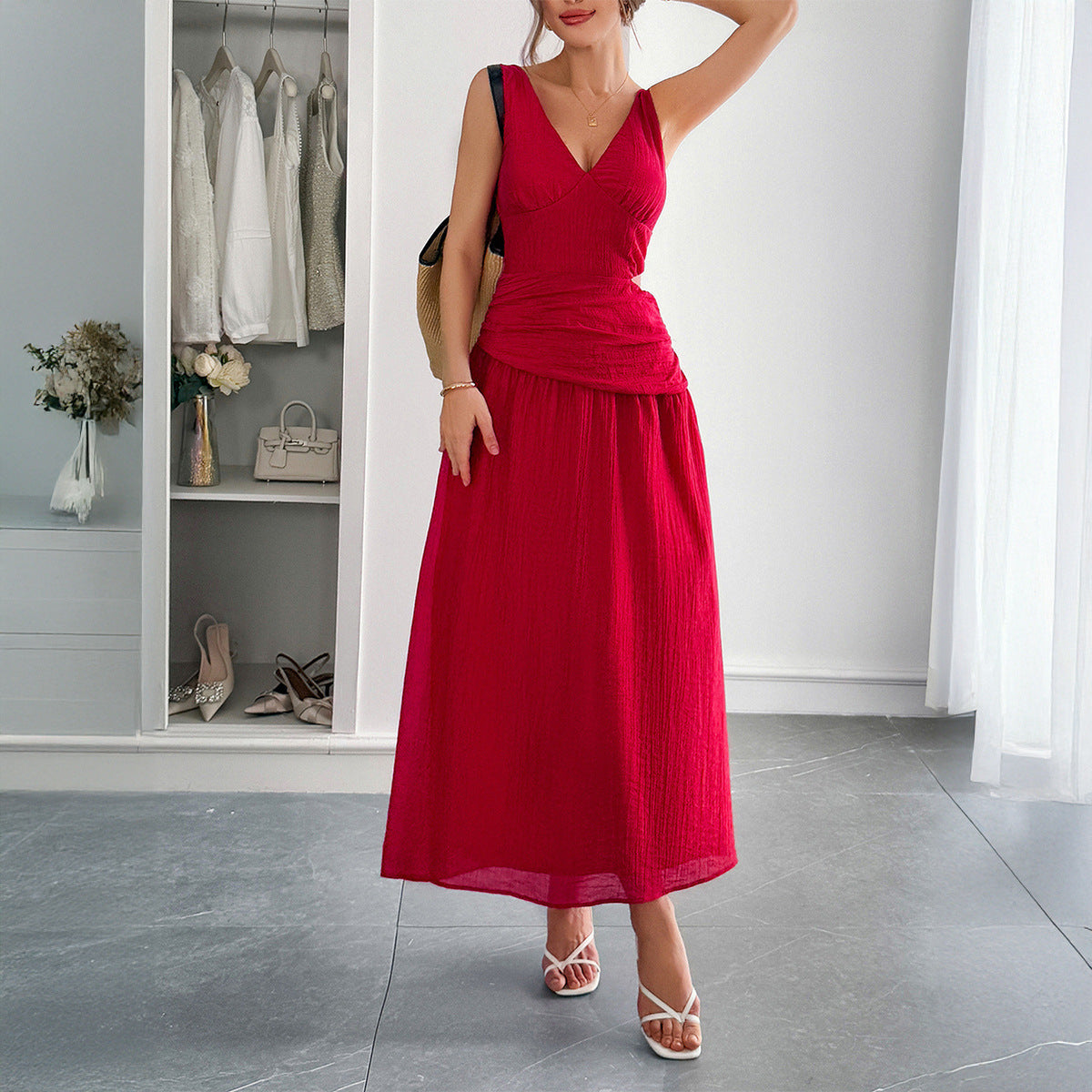Women's Elegant Style Deep V Midriff Outfit Clothing by Wshirt