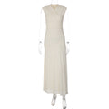French V neck Solid Color Maxi Dress Summer Waist Slimming Draping Effect Maxi Dress by Bella Mia