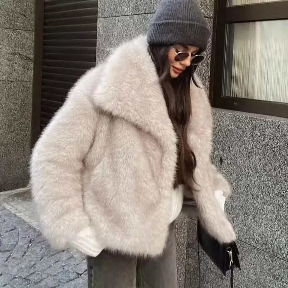 Women's Thick Lamb Wool Thickened Winter Furry Coats by Wshirt