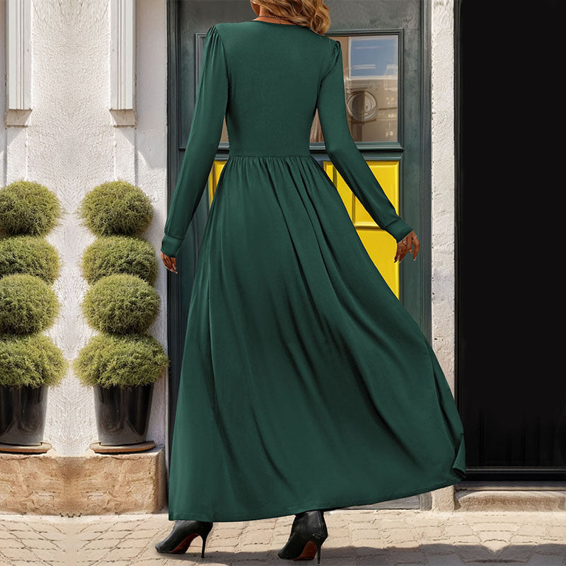 Fall Women Clothing Solid Color Split Slim Fit Dress by Ragazza
