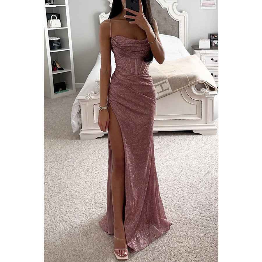 Party Suspenders Dress Loose Casual Slit Women Clothing Dress by Ragazza