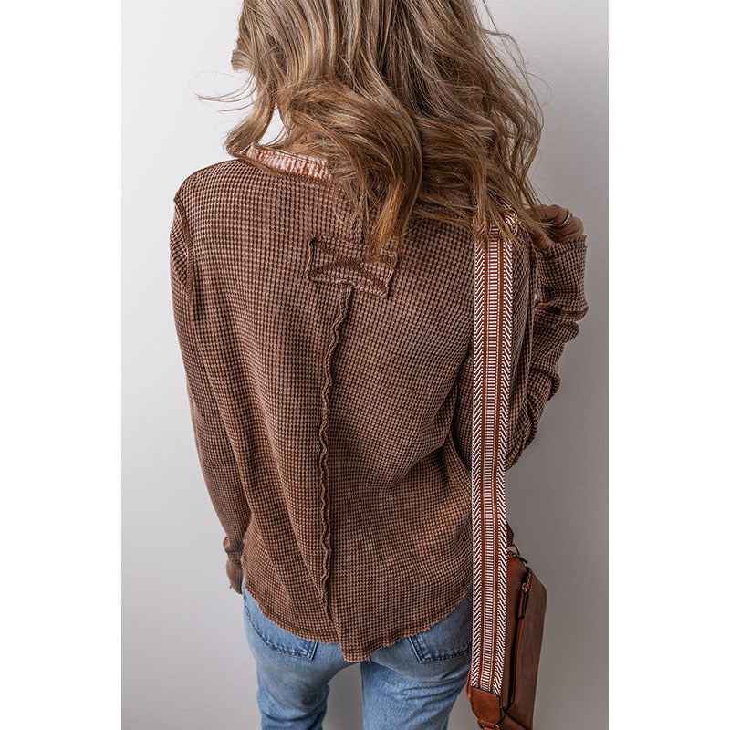 Women's European And American Personalized Worn Looking Washed-out Pullover Sweater by Wild and Free Boutique