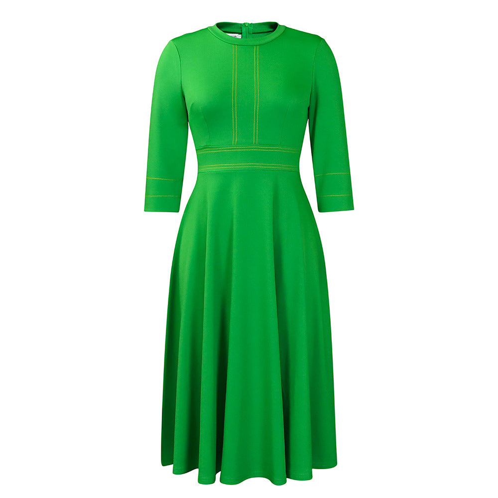 Women's Sleeve Stand Collar Fashion Party Large Dresses by Wshirt