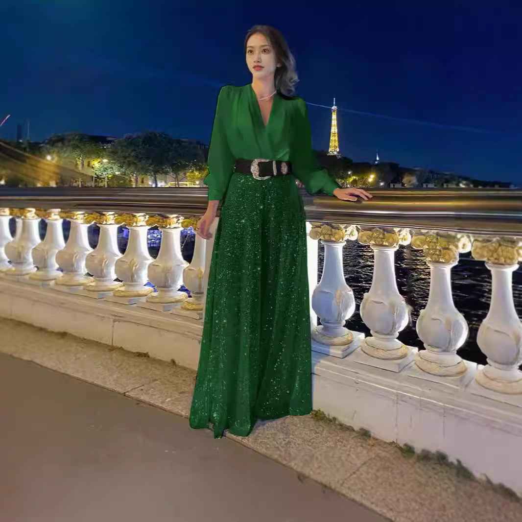 Women's Fashion Dress Elegant Waist Slimming Sequins Dresses by Wshirt