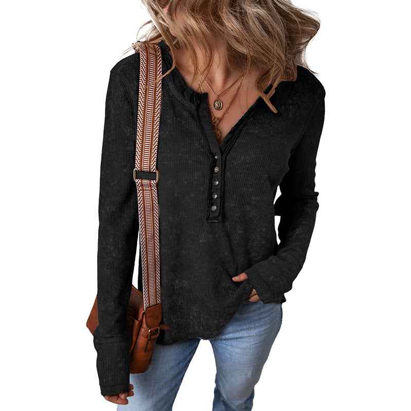 Women's European And American Personalized Worn Looking Washed-out Pullover Sweater by Wild and Free Boutique