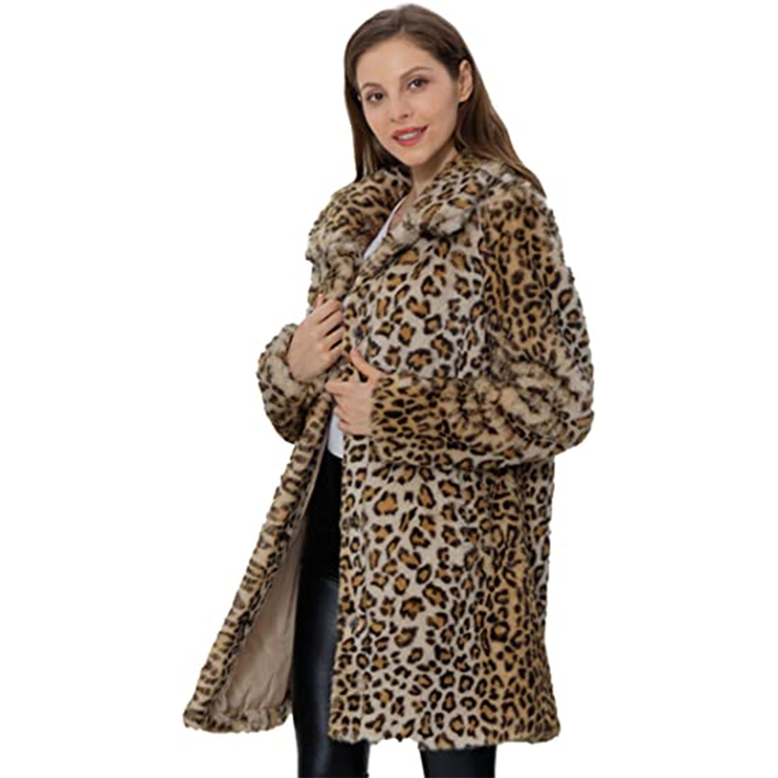 Women's Fashion Wear Leopard Print Loose Plush Coats by Wshirt