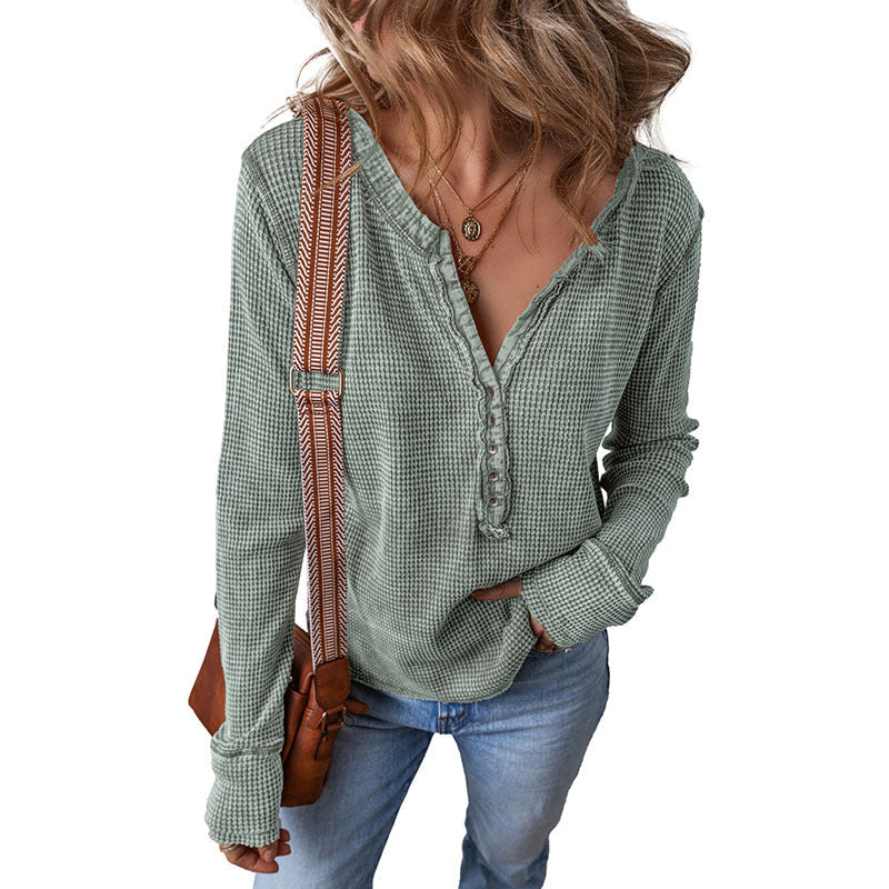 Women's European And American Personalized Worn Looking Washed-out Pullover Sweater by Wild and Free Boutique