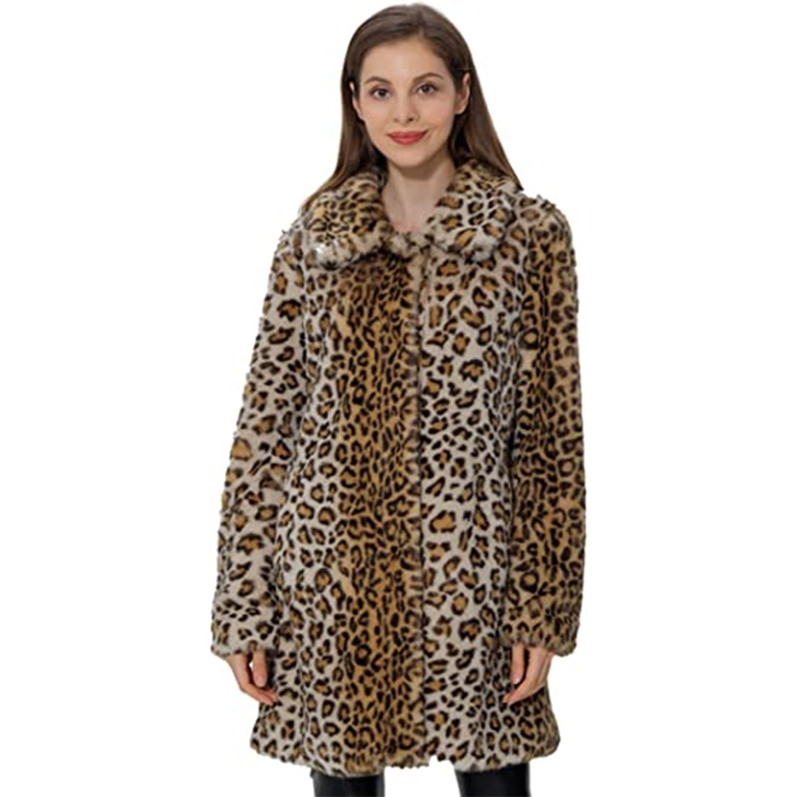 Women's Fashion Wear Leopard Print Loose Plush Coats by Wshirt