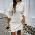 Women Clothing Autumn Winter Elegant Turtleneck Hip Wrapped Sweater Dress by Ragazza