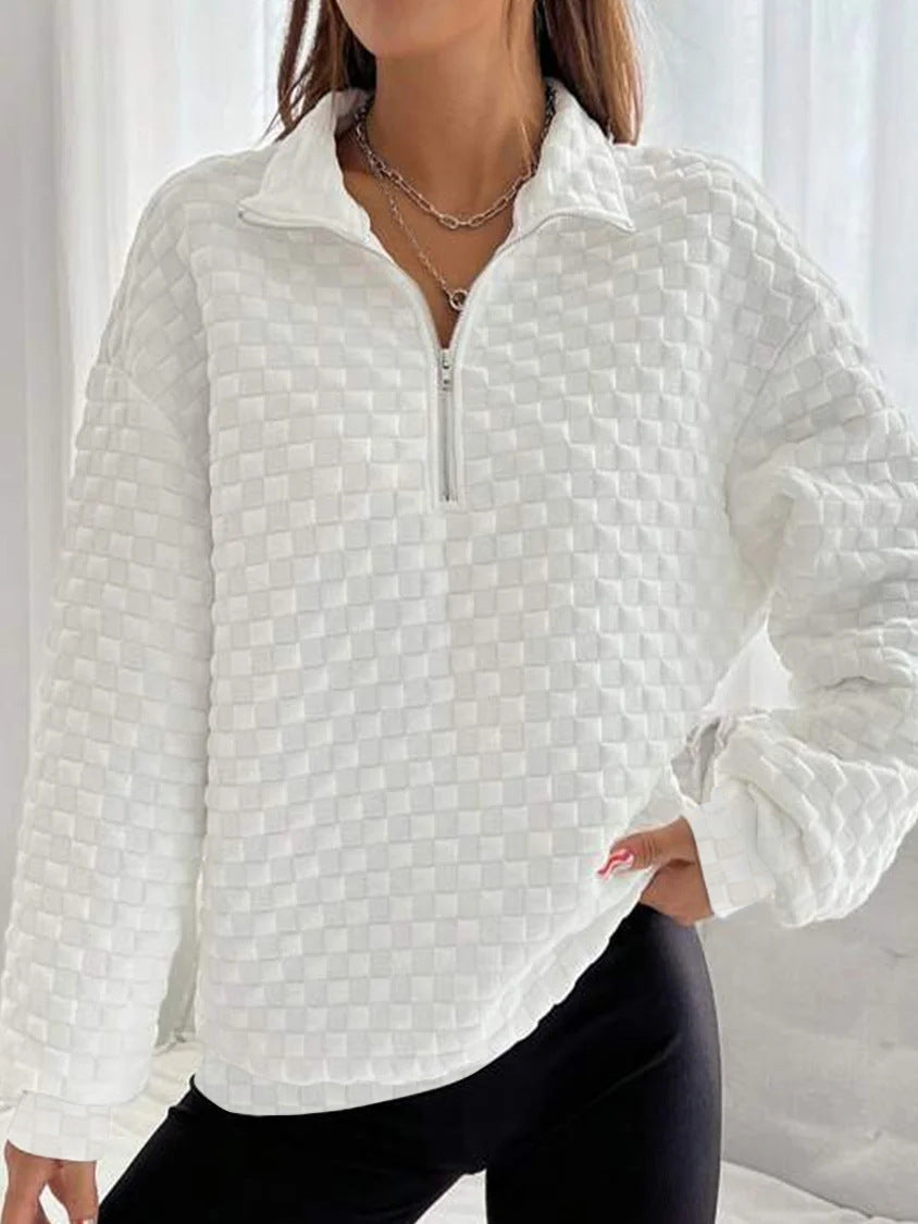 Autumn And Winter Knitting Texture Fabric Sweater Long-sleeve Zipper Women by Wild and Free Boutique
