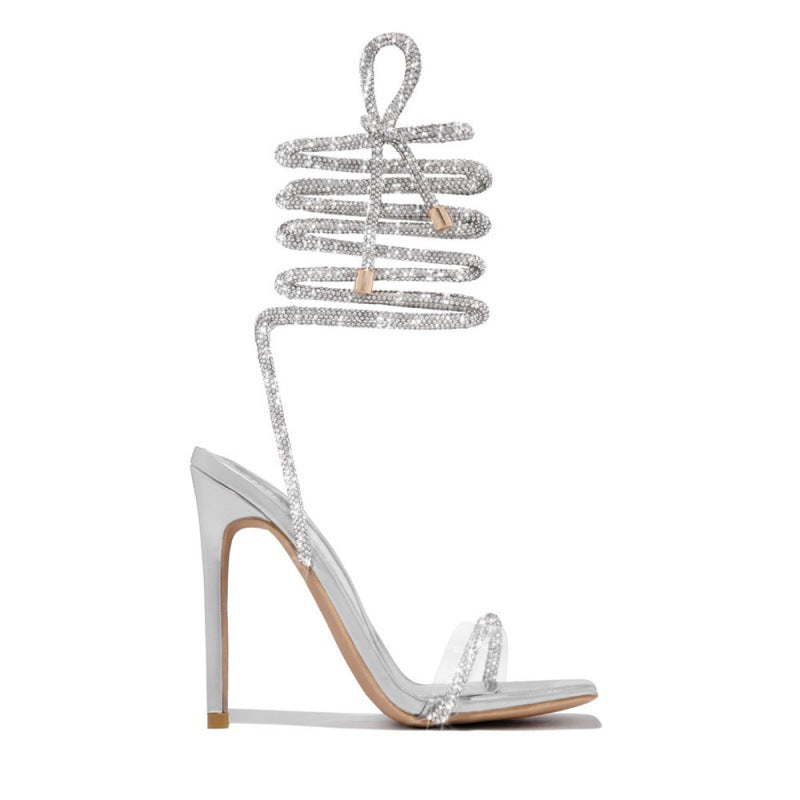 Summer Casual Comfortable Lace-up Roman Pointed Stiletto Heel Women High Heel Sandals by Ragazza