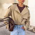 Autumn Khaki Double Breasted Collar Trench Coat Coat Casual Jacket for Women by Wanita Store