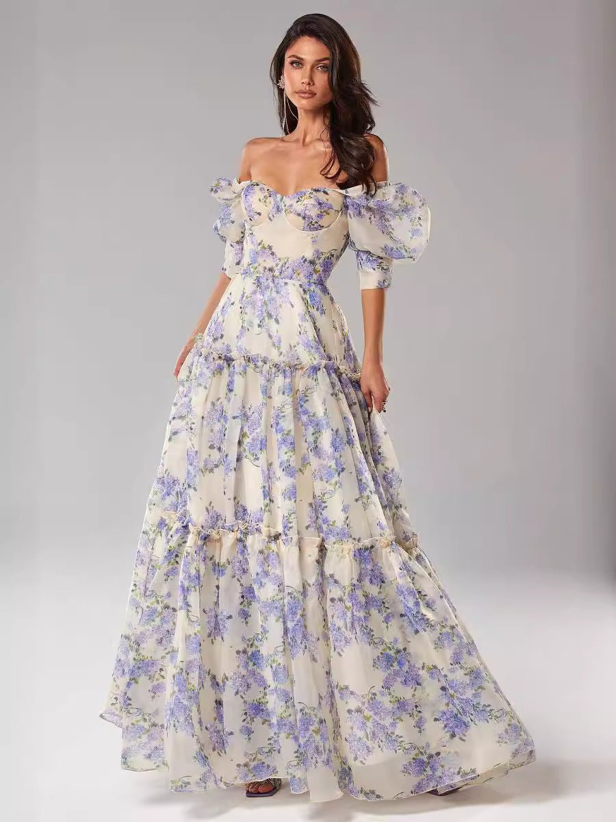 Spring Summer off the Shoulder Women Organza Fairy Long Elegant Evening Dress by Ragazza