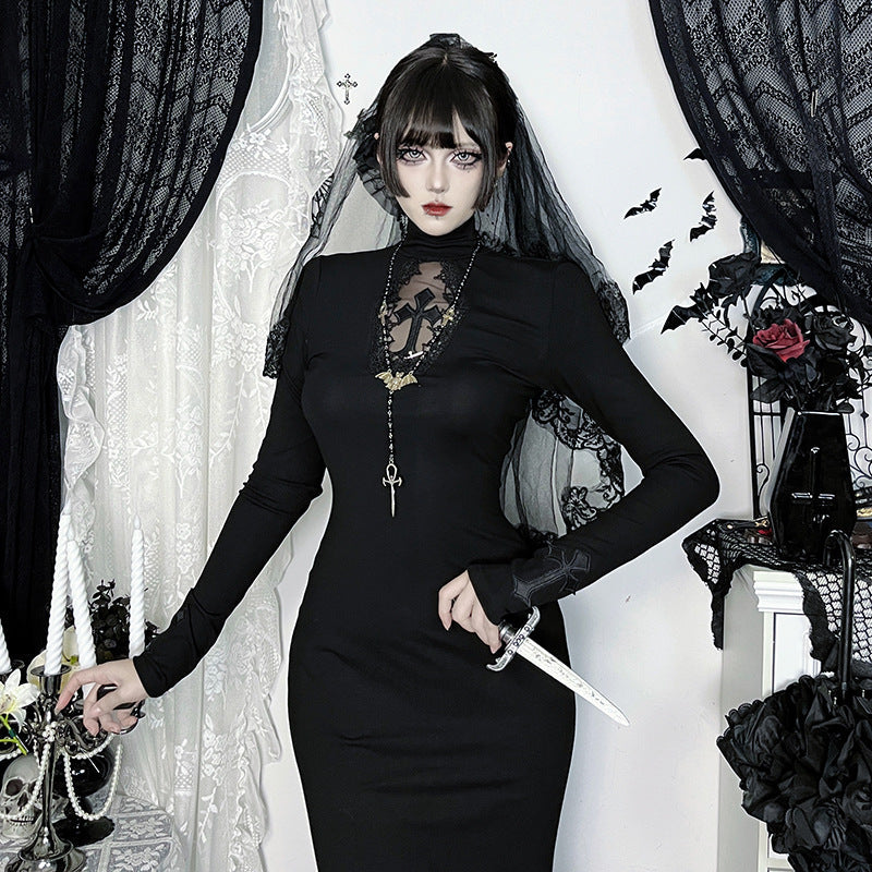Long-sleeved Fishtail Dress Autumn Versatile Dark Style Dresses by Wshirt