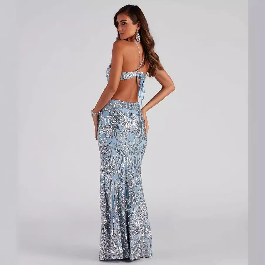 Sexy V Neck Sequ Evening Gown Elegant Cocktail Party Party Dress by Ragazza
