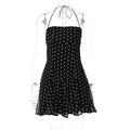 Sweet Little Short Dress Polka Dot Printed Waist Controlled Tube Top Halter Dress by Ragazza