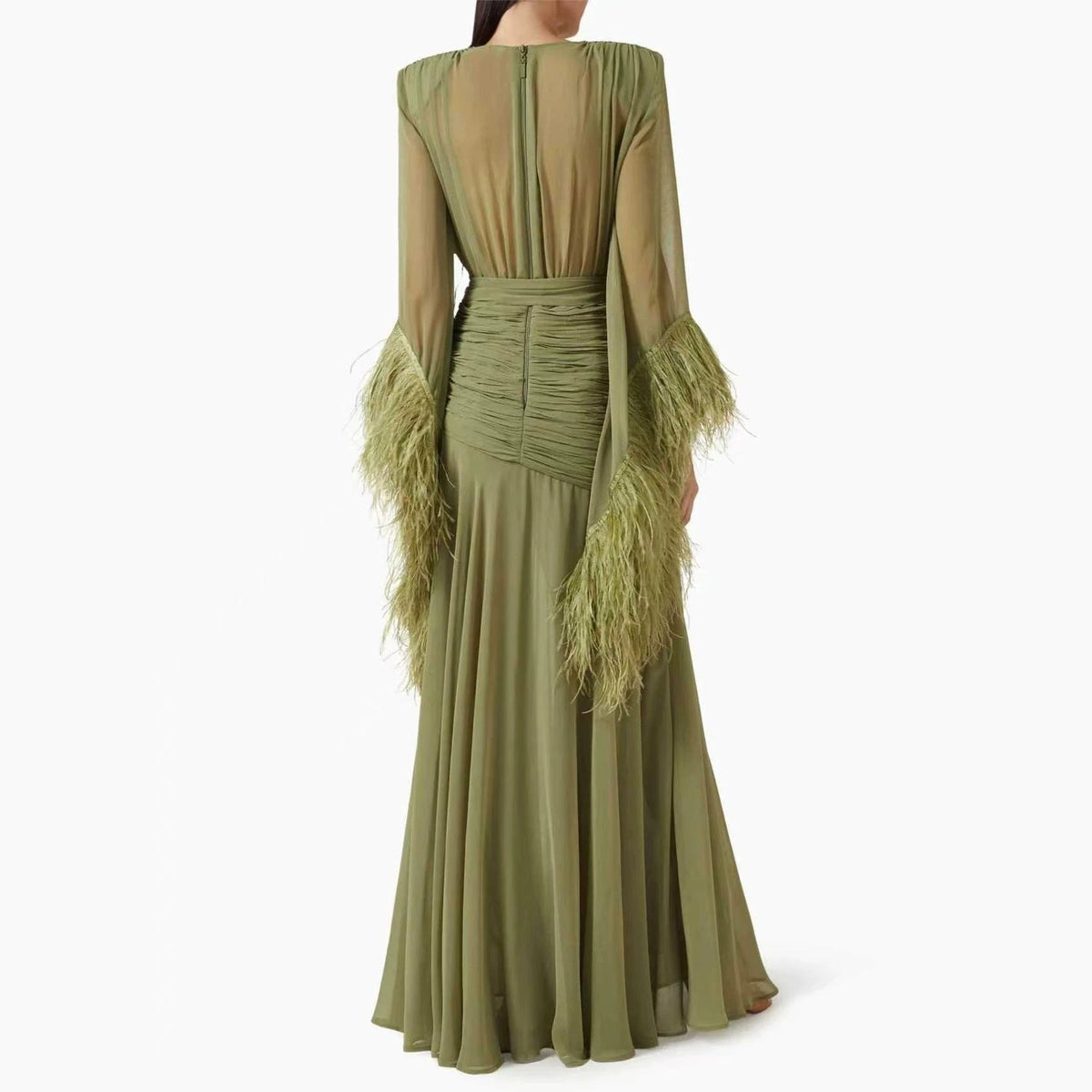 Spring Solid Color Evening Dress Long Sleeve Slim Dress by Ragazza