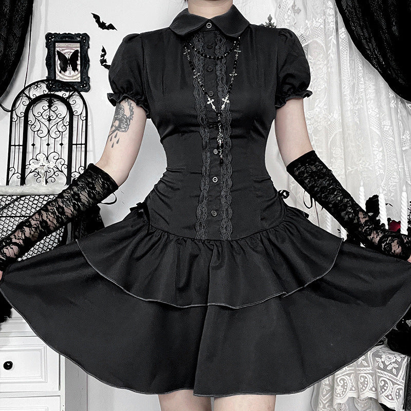 Women's Short-sleeved Dress Summer Retro Wear College Skirts by Wshirt