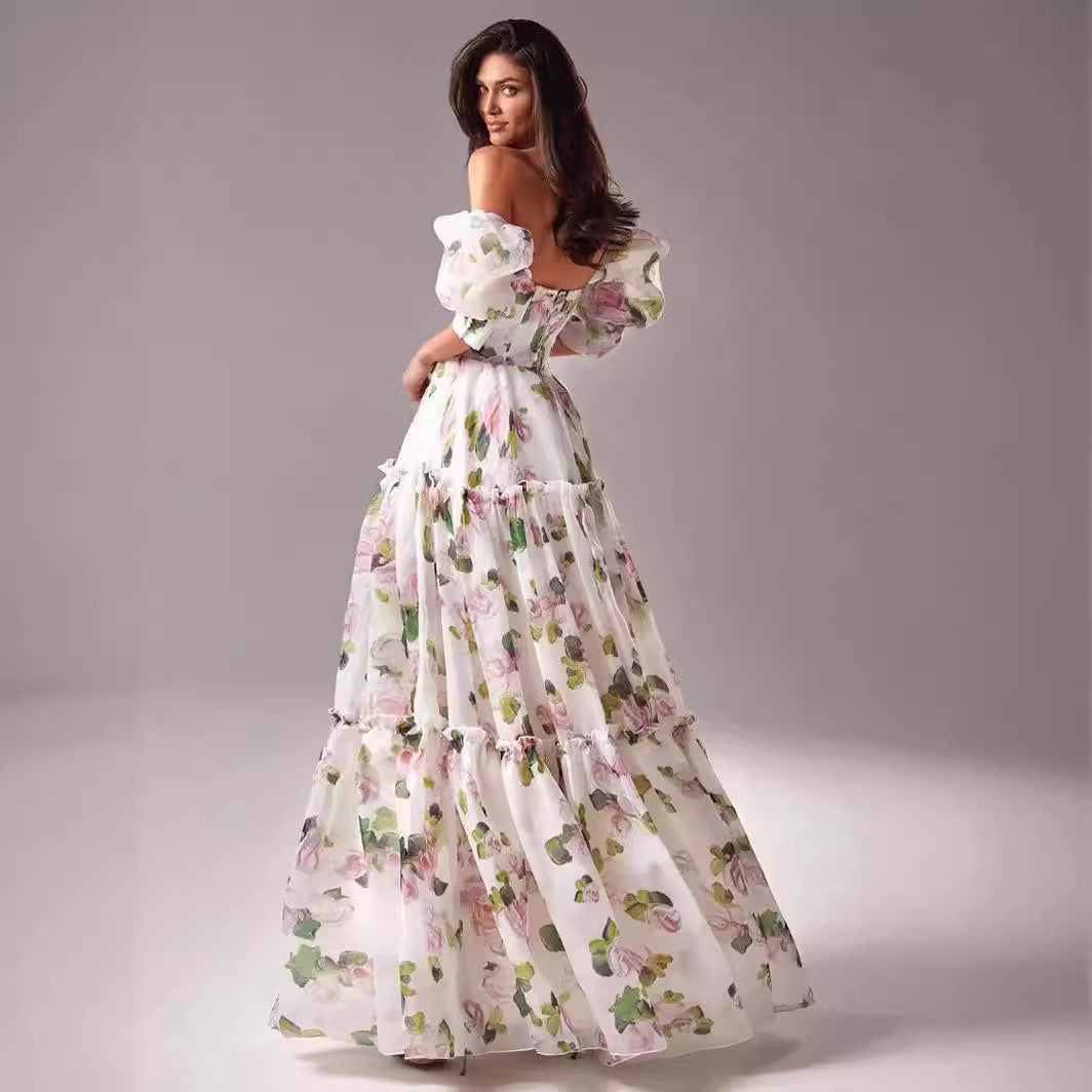 Spring Summer off the Shoulder Women Organza Fairy Long Elegant Evening Dress by Ragazza