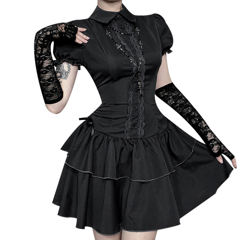 Women's Short-sleeved Dress Summer Retro Wear College Skirts by Wshirt