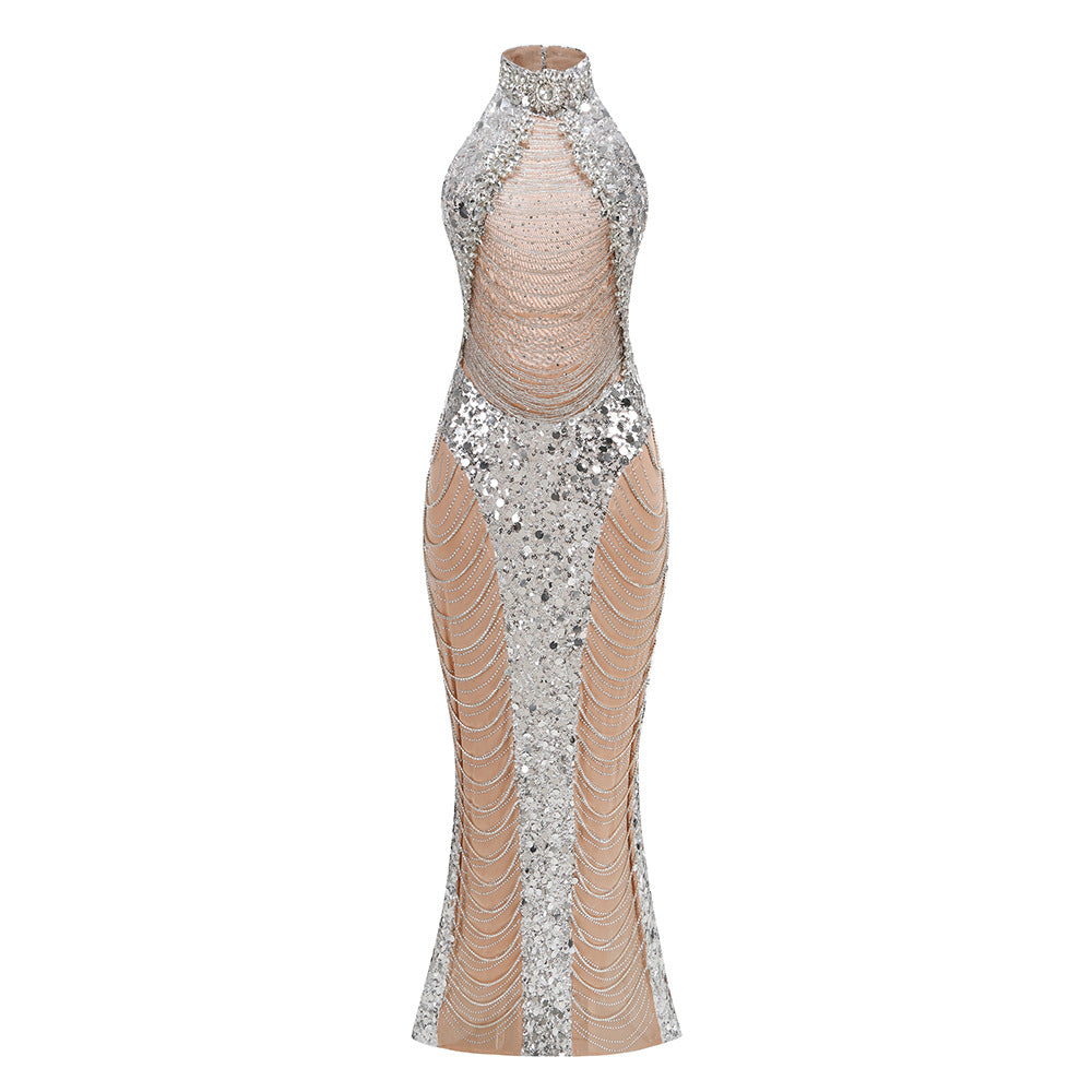 Chain Skinny Sleeveless Long Dress High Quality Fashionable Sexy Dresses by Wshirt
