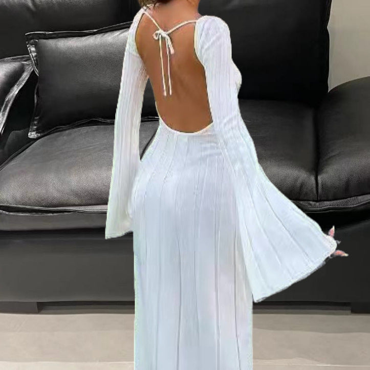 Women's Dress Casual Cored Yarn Slimming Round Dresses by Wshirt