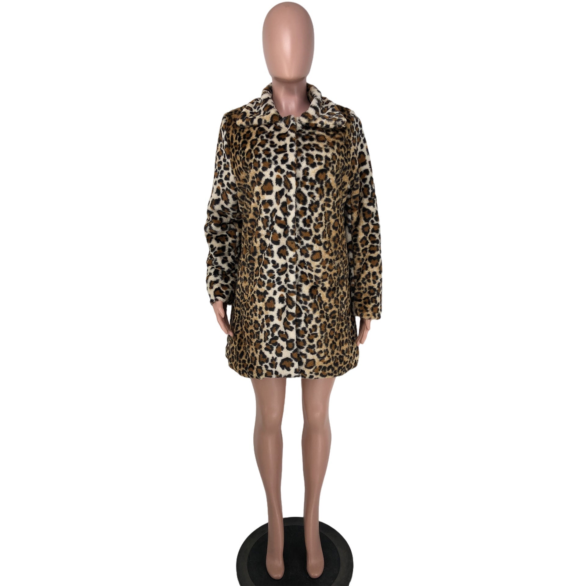 Women's Fashion Wear Leopard Print Loose Plush Coats by Wshirt