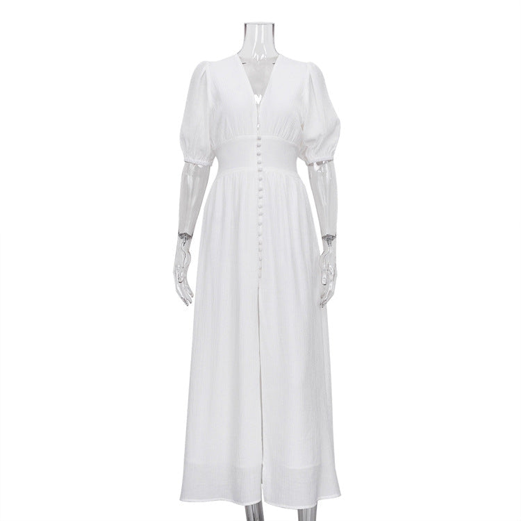 Elegant Dress Design Puff Sleeve Slimming Temperament Slim Fit Dresses by Wshirt