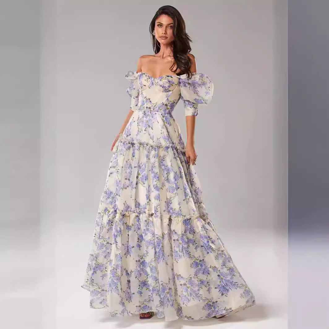Spring Summer off the Shoulder Women Organza Fairy Long Elegant Evening Dress by Ragazza