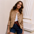 Fall Casual Classic Everyday Joker round Neck Classic Short Jacket by Wanita Store