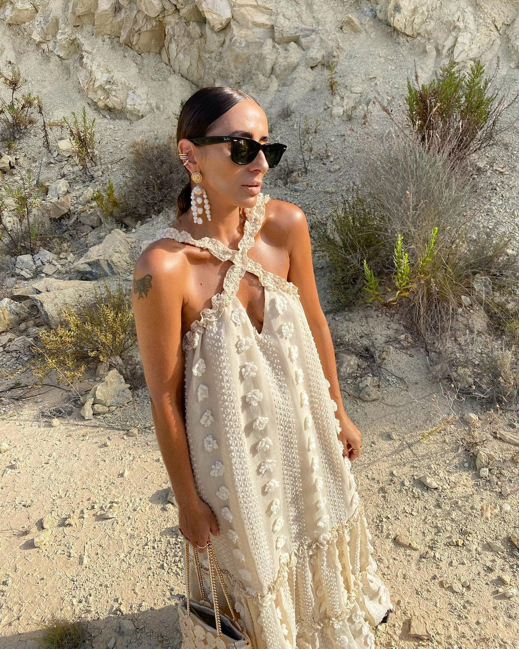 Halter Three Dimensional Floral Mop Tiered Dress by Ragazza