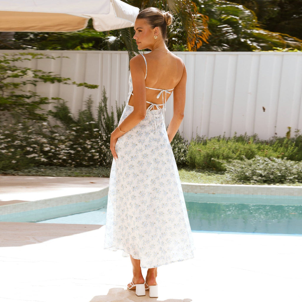 Women Clothing Floral Sexy Strap Backless Vacation Dress by Ragazza