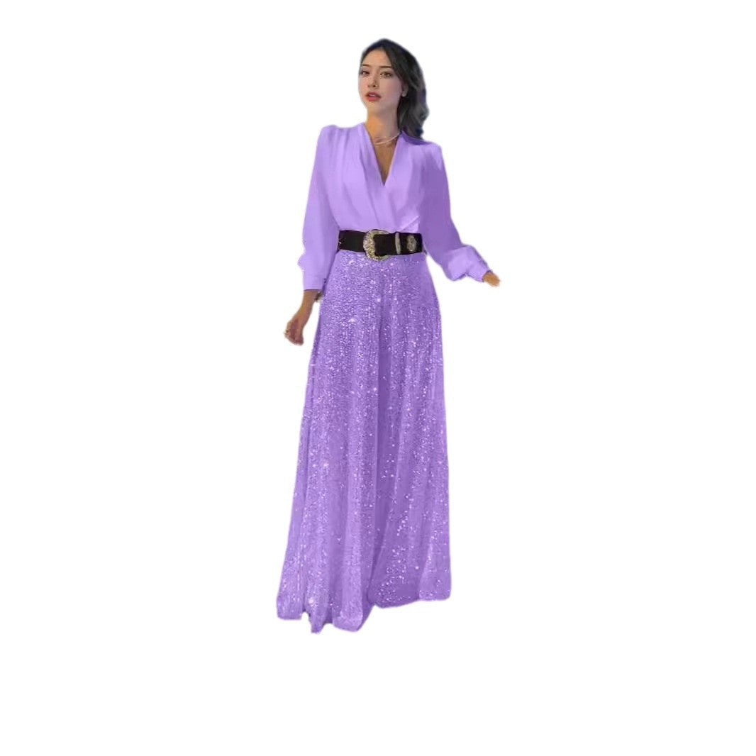 Women's Fashion Dress Elegant Waist Slimming Sequins Dresses by Wshirt