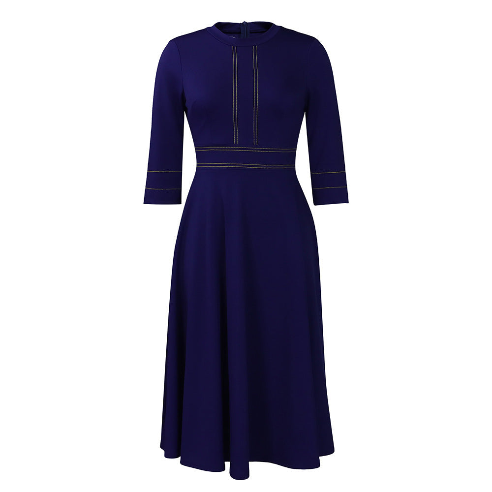 Women's Sleeve Stand Collar Fashion Party Large Dresses by Wshirt